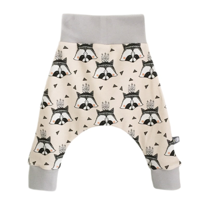 Raccoon Harem Pants Kawaii Harems Japanese girls Organic cotton knit fabric Popluar pants Relaxed Trousers Cute Newborn New Baby outfit Gift