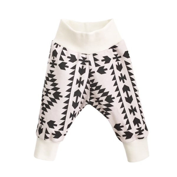 Geometric Arrow Pants Tricot de coton biologique Garçon fille Joggers tissu monochrome Pantalon décontracté Mignon nouveau-né Nouveau cadeau