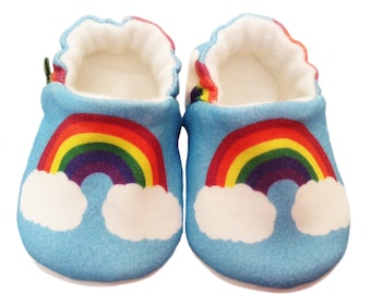 Rainbow Baby Shoes Bright crib shoes Modern Moccasins Soft sole slippers 0-9Y Organic cotton knit Scandi Chic organic eco fabric Girls Boys