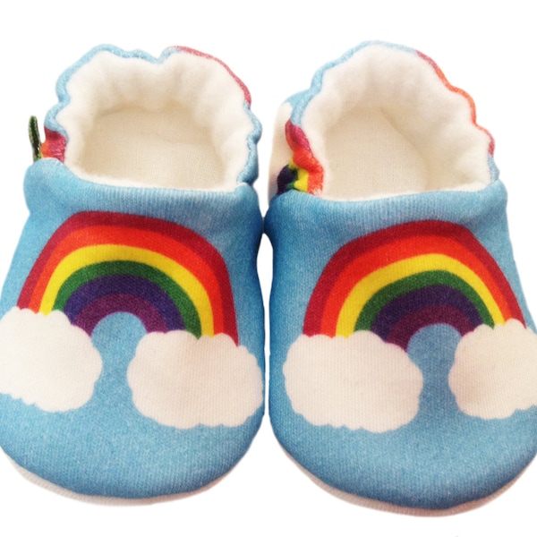 Rainbow Baby Shoes Chaussures de bricolage brillantes Mocassins modernes Pantoufles à semelle souple 0-9Y Tricot de coton biologique Scandi