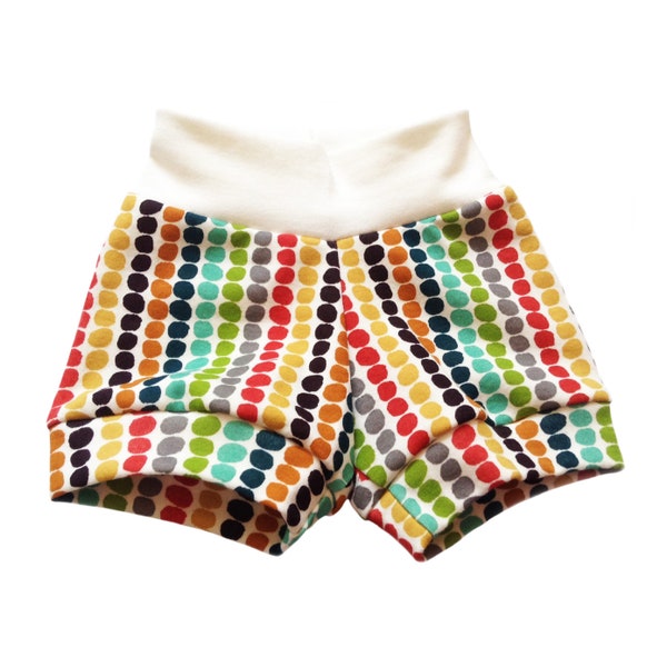 Dotty Shorts Baby shorties Multicoloured print Organic cotton knit Baby Birch Dottie fabric Girls bloomers Boys pants toddler clothes NEW!