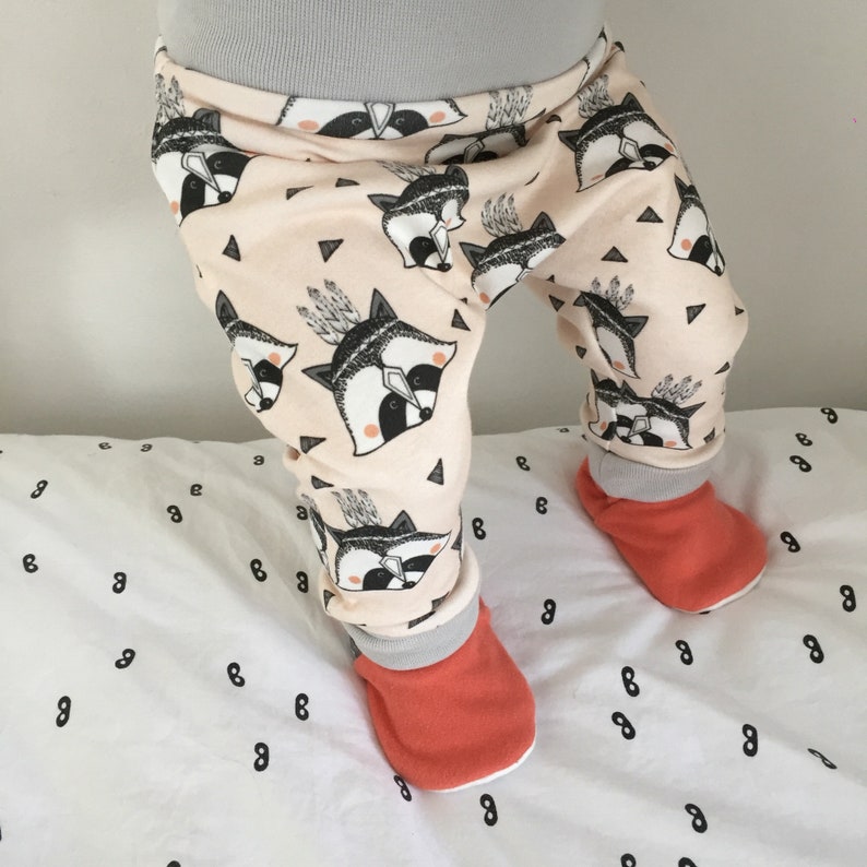 Raccoon Harem Pants Kawaii Harems Japanese girls Organic cotton knit fabric Popluar pants Relaxed Trousers Cute Newborn New Baby outfit Gift