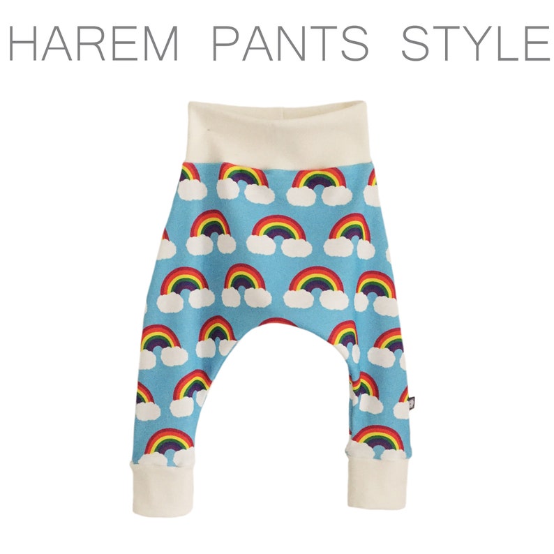 Rainbow Harems Organic Cotton Knit Blue Harem Pants Minimalist Bummies