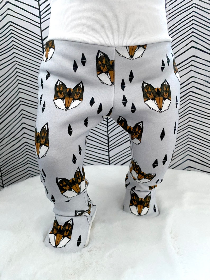 Baby Harems Geometric Orange Fox Pants Boys Harem Pants Organic Cotton
