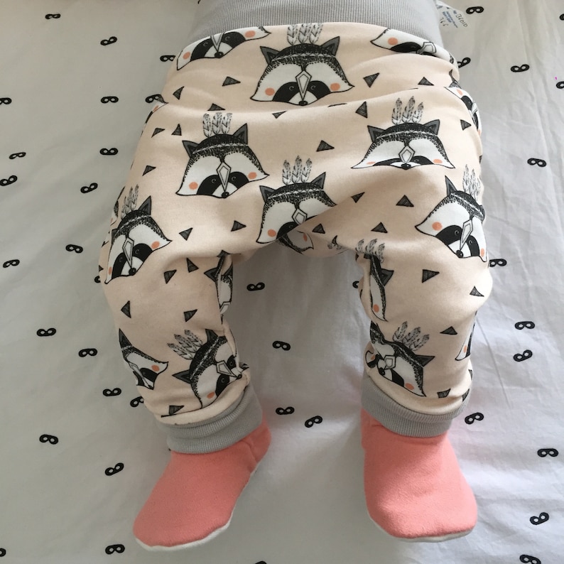 Raccoon Harem Pants Kawaii Harems Japanese girls Organic cotton knit fabric Popluar pants Relaxed Trousers Cute Newborn New Baby outfit Gift