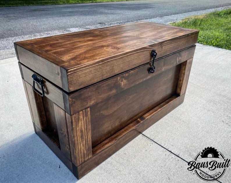 Large Hope Chest Handmade Wooden Coffee Table - Dark Wood Chest Coffee Table