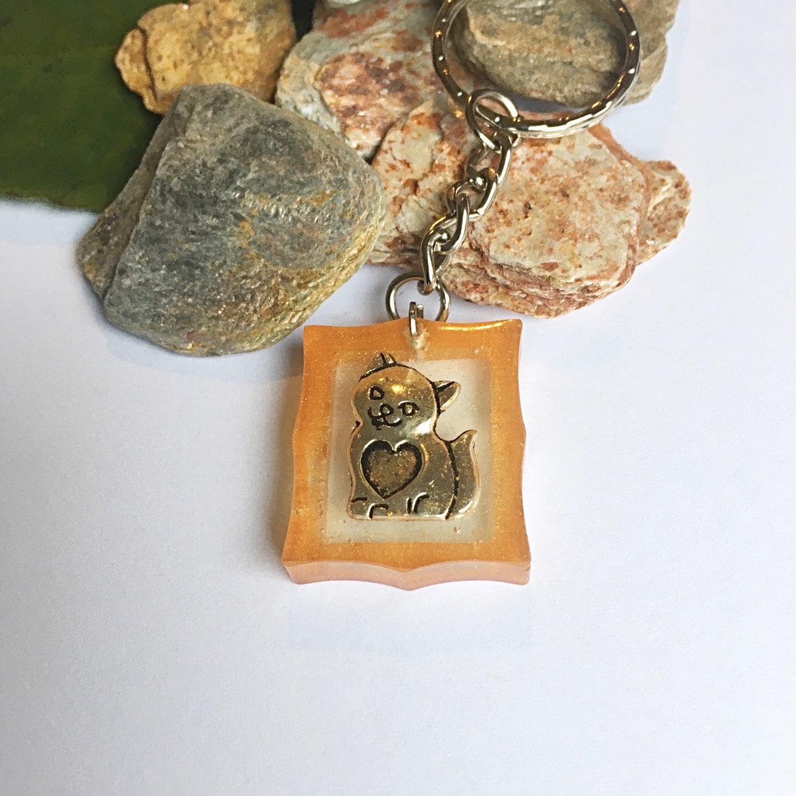 Resin cat keychain. Resin dog keychain . Handmade keychain . Etsy