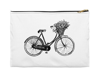 Cosmetic accessory bag black and white bicyle