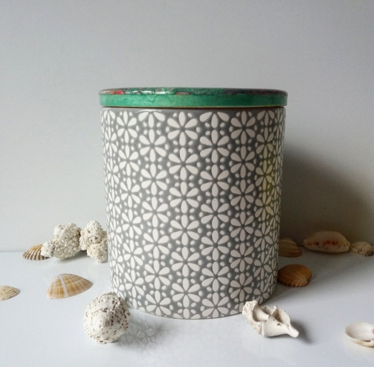 Green Ceramic Container Jar / Storage With Lid / Storage / Etsy