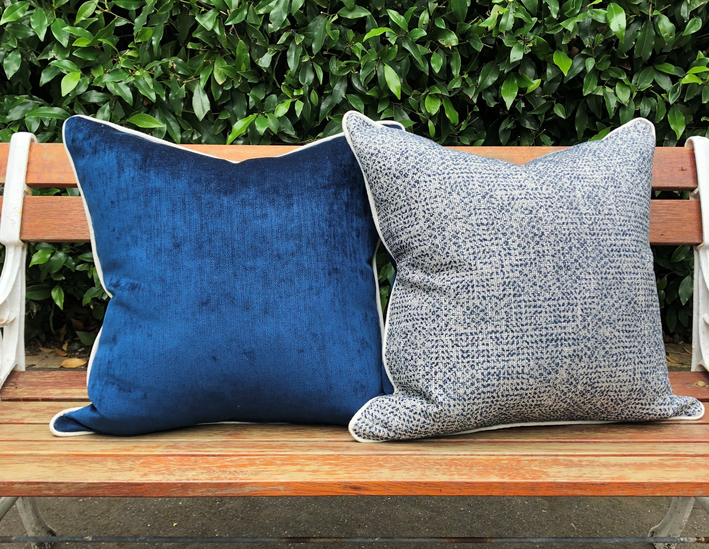 navy textured throw pillow