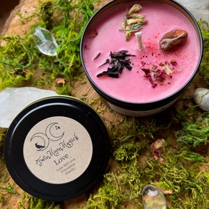 Love - Self Love - Citrus & Cherry Blossom - Soy Essential Oil Magick - Intention Crystal Candle - Spell Ritual Altar - Spiritual Gift