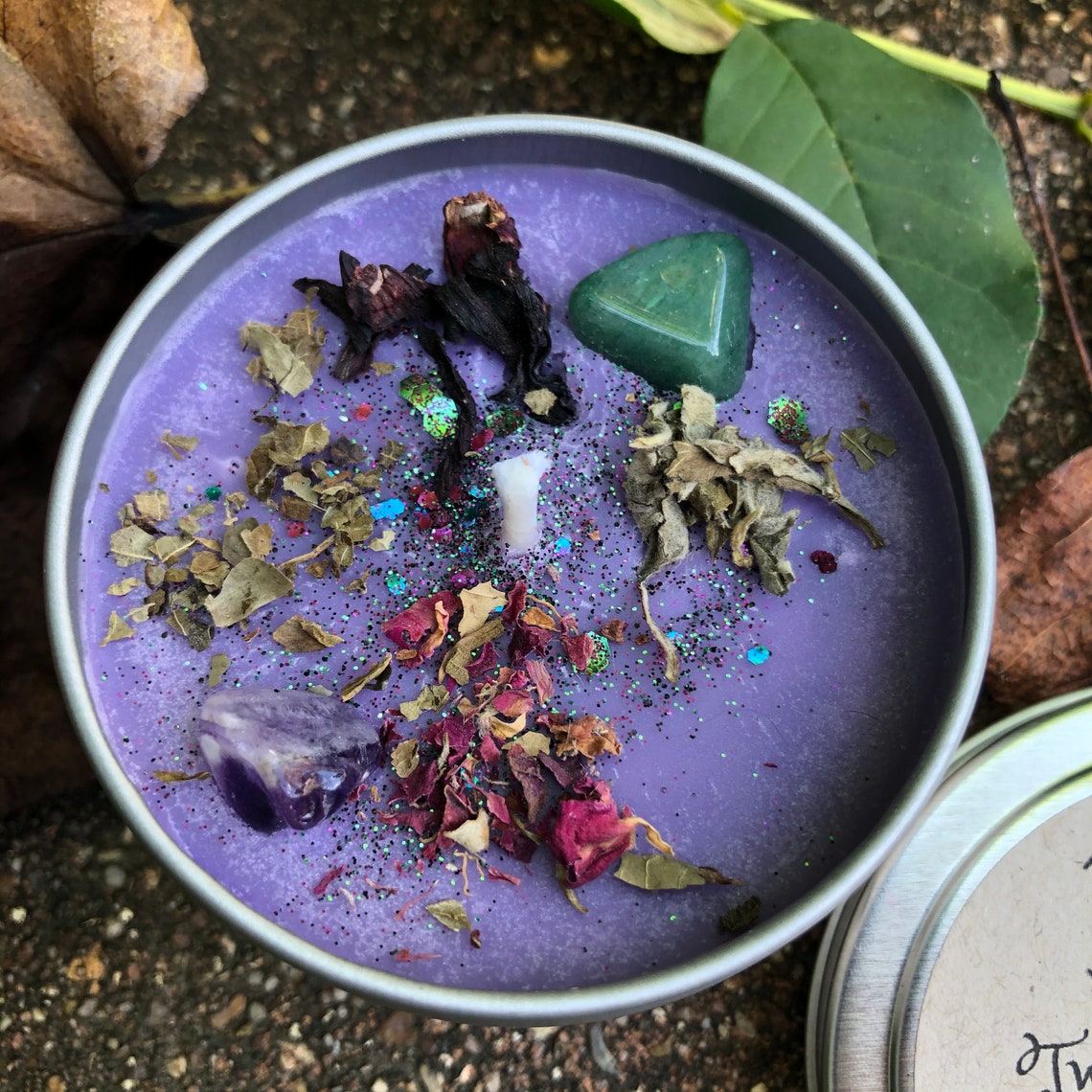 Witches Brew Blackberry Absinthe Crystal Candle Samhain Etsy