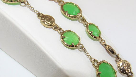 Green glass Necklace,Faceted green glass medallio… - image 10