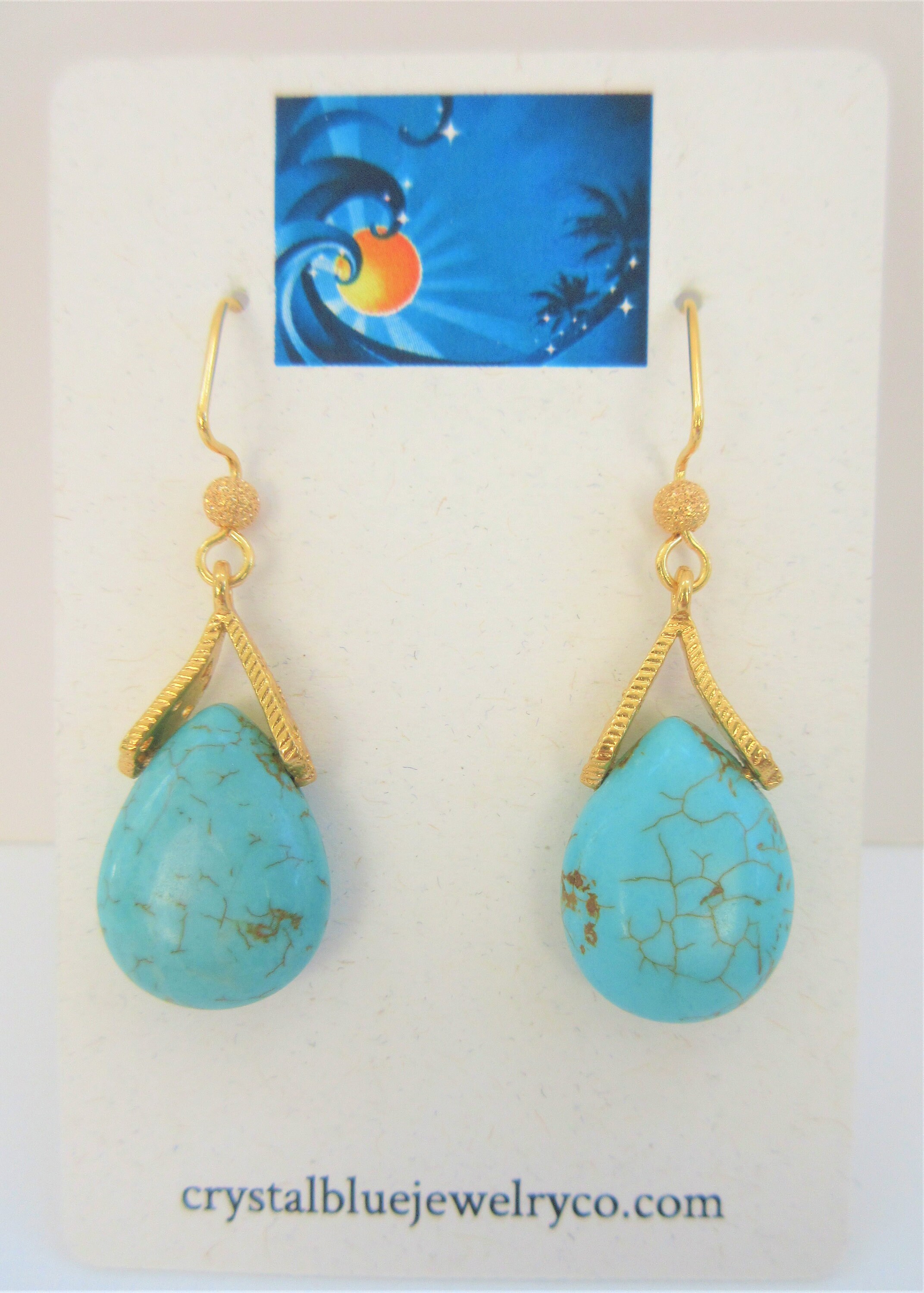 Natural Howlite Framed Teardrop Earrings main image 1