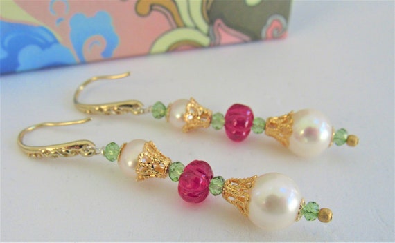Tempus Gems Ruby Beads Polki Diamond Stud Earring, Size: Length & Width :  12mm at Rs 36500/pair in New Delhi