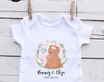 Personalized Baby Vest, Mother's Day Gift, Bear Design