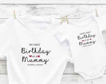 First Birthday Mummy and Me Matching Set: Baby Vest & T-Shirt