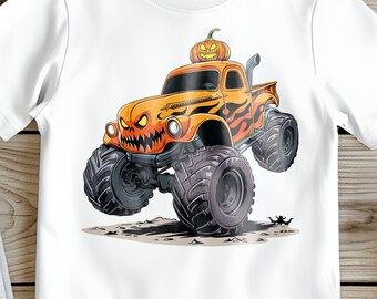 Pumpkin Monster Truck Halloween T-Shirt: Spooky Kids Tee