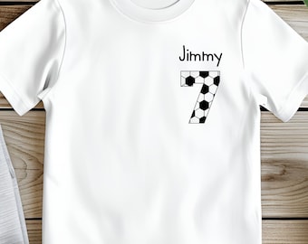 Personalized Football Birthday T-Shirt: Custom Name & Age, Soccer Party Tee