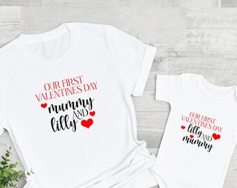 Personalized First Valentine's Day Outfit: Mummy and Me Matching Set
