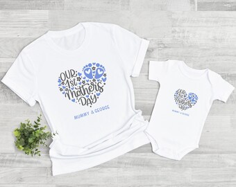 First Mother's Day Matching Outfit: Blue Heart Mummy & Me Set