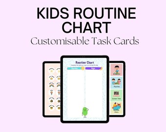 Tabella di routine per bambini modificabile: programma visivo, schede attività (download digitale del modello Canva)