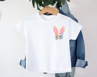 Easter T-Shirt for Kids, Personalised T-Shirt, Easter Gift, Unisex Easter T-Shirt, Floral Bunny Ears, Easter Gift Idea, Easter Hamper Outfit