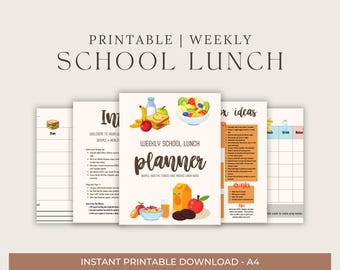 Planner settimanale per il pranzo scolastico stampabile: Organizzatore dei pasti per bambini (download PDF)