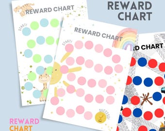 Tabella premi per bambini stampabile: disegni di auto, animali e arcobaleno di genere neutro (download PDF)