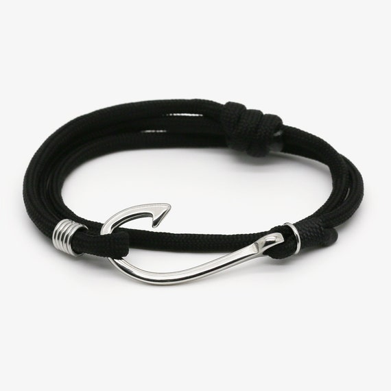 Bracelet hameçon paracorde noir Cadeau pour homme Bijou | Etsy