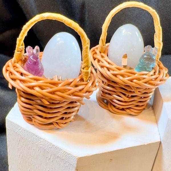 Mini Crystal Easter basket, Ostara, Spring, Fluorite, Bunny