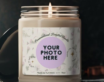 Personalized Photo Candle, Custom Scented Soy Wax Candle with Custom Design, 9oz Glass Jar, Aromatic Home Décor, Gift Idea