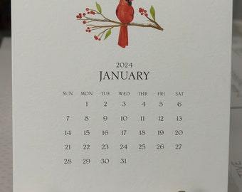 Hand-sparkled 2024 Desk Calendar, Valentine's day gift,