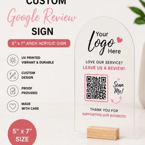 Custom Acrylic Sign, Personalized sign for Desk, Custom Acrylic QR Code Business Sign | Multi QR Scan to Pay Display,