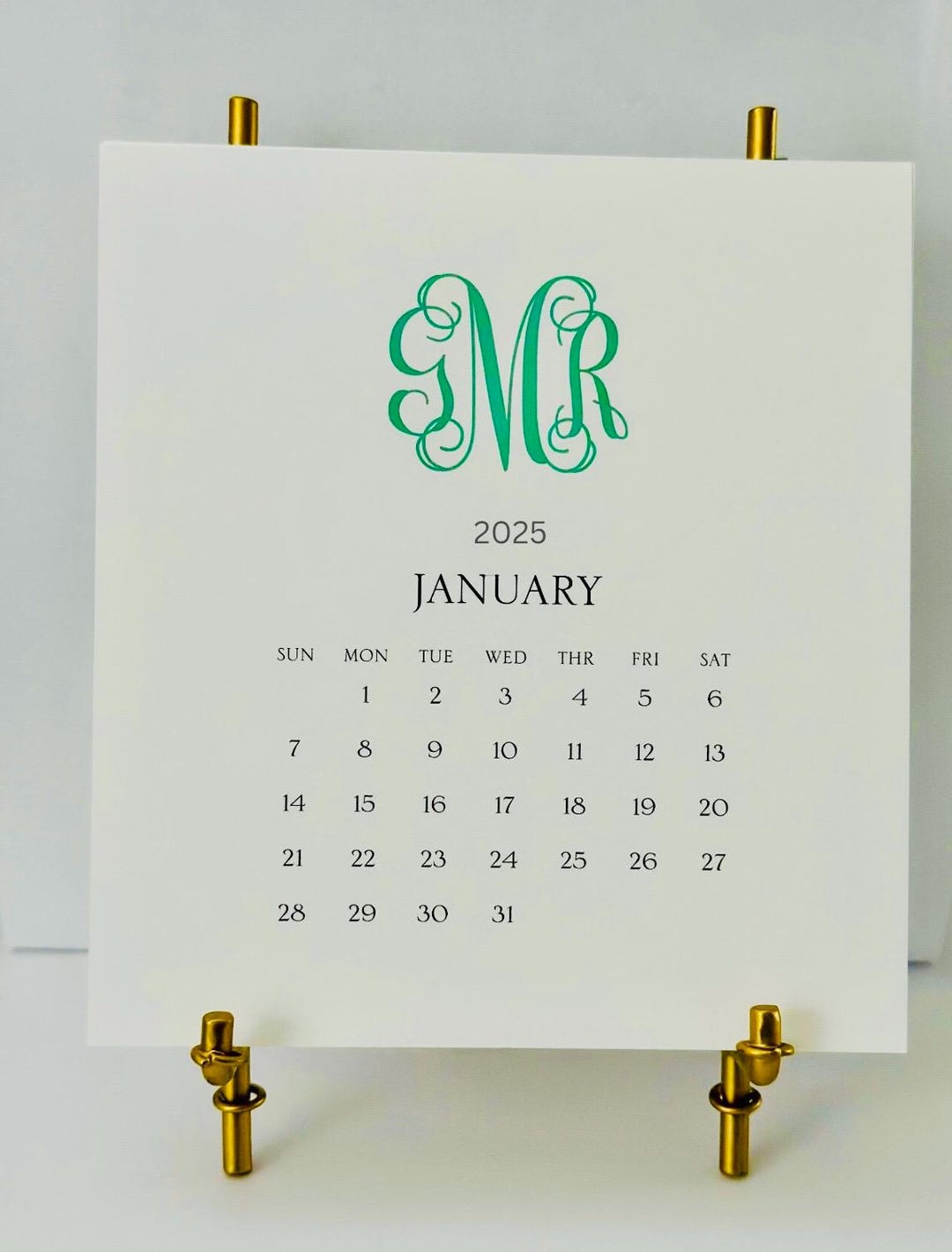Monogrammed Desk Calendar 2025, Personalized Desk Calendar With ...