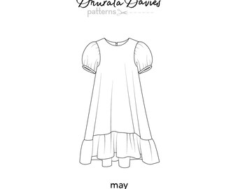 May Kleid und Top PDF Schnittmuster - Kinderkleidung Schnittmuster Digitaler Download - Kinderkleid Schnittmuster Grössen 2-10 Jahre