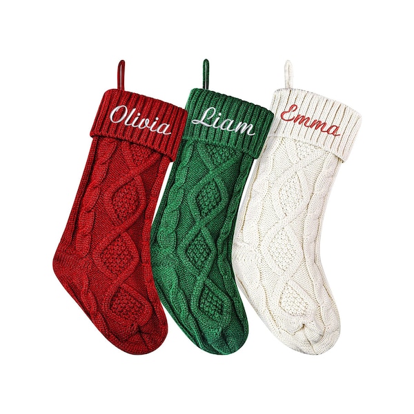 Personalized Family Stockings, Custom Christmas Stocking, Embroidered Stocking, Personalized Holiday Stockings, Knit Christmas Stockings