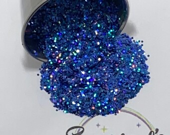 Medium  Deep Blue - Holographic (polyester glitter, plastic glitter, glitter, embellishments, craft, scrapbooking, tumblers, nail art)