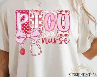 Pink Valentine PICU Nurse Png, Valentine Nurse Coquette Png, Cupids Favorite Nurse Png, Nurse Valentines Shirt Design, Valentines Day PNG