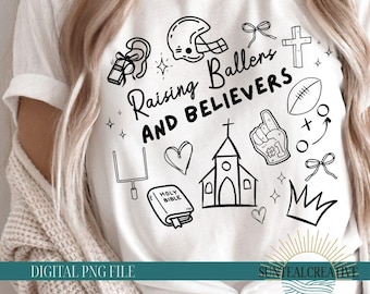 Raising Believers Football PNG, Philippians 4:13 Softball Png, Boho FNL Mama Png, Baseball Png, Christian Png, Bible Verse Png