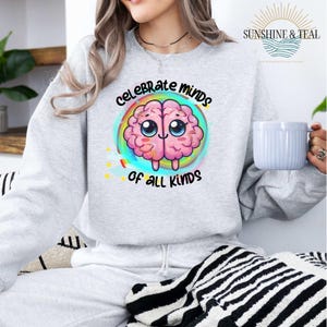 Neurodivergent affirmation Sublimation PNG, Autism acceptance shirt design, ADHD Cartoon Brain Graphic for T-Shirts and Journals, teacher
