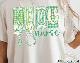 St. Patrick's Day Stethoscope NICU Nurse Png, Lucky nicu nurse, St. Patty's png, Gift for nurse png, Preppy Nurse Life png