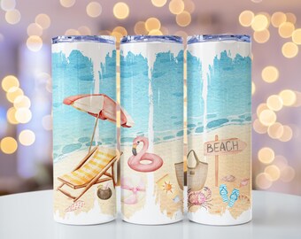 Salty Beach Ocean penseelstreek Tumbler wrap, Ocean Beach PNG sublimatieontwerp, instant digitale download, leuke graphics zomer ontwerp