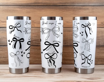 Oración cristiana Jesús dice Yo soy Diseño grabado con láser de envoltura completa para vaso cónico de 20 oz, SVG para láser rotativo, escritura de envoltura para vaso de 20 oz