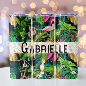 Flamingo Summer Personalize Tumbler Wrap PNG, Tropical Beach Seamless Wrap 20oz Tumbler for Sublimation, Seamless Design Digital Download