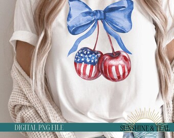 Coquette Cherries 4th Of July Png, America png, American Girly Png, America PNG, country july png, 4th of July png, Fourth Of July PNG