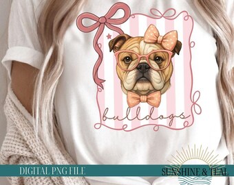 Bulldogs PNG, Preppy High School Football Mascot Shirt Design, Digital Bulldogs Clipart, Bulldogs Game Day PNG, Bulldog Digital Download