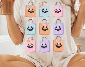Temporada espeluznante preppy, truco o trato de Halloween, Patchwork de Halloween, Vibraciones de bruja PNG, Diseño de Halloween con lazo coqueto, boho png