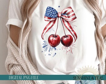 Coquette Cherries 4th Of July Png, America png, American Girly Png, America PNG, country july png, 4th of July png, Fourth Of July PNG