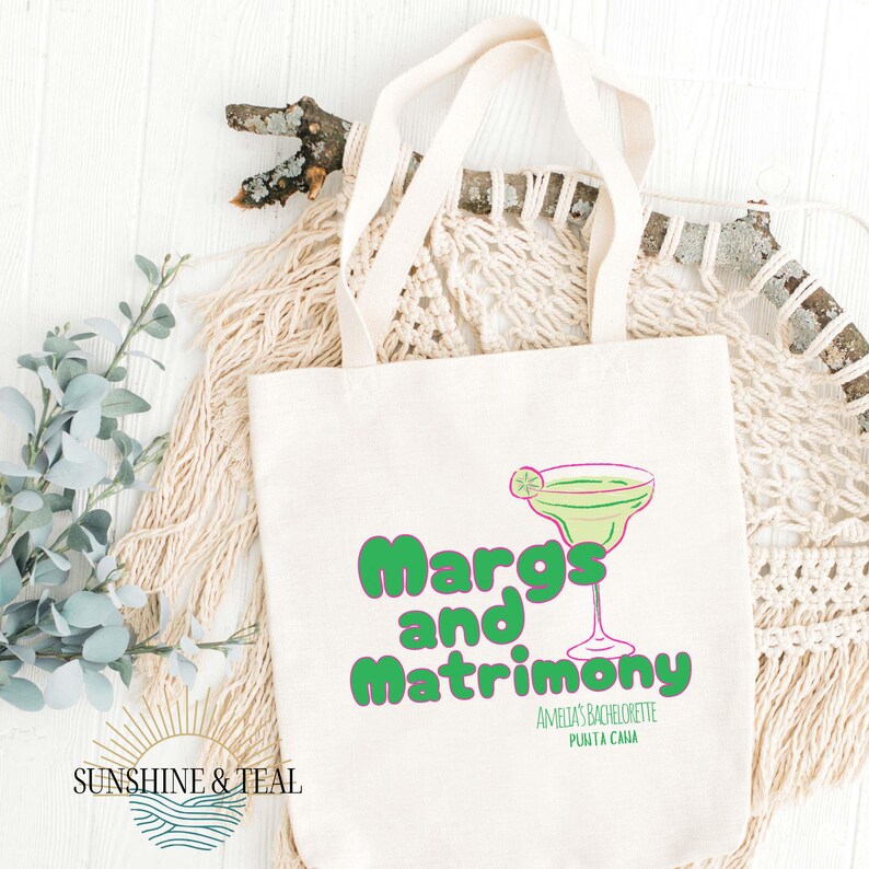 Margs and Matrimony Personalized Bachelorette Party Tote Bag, Girls ...